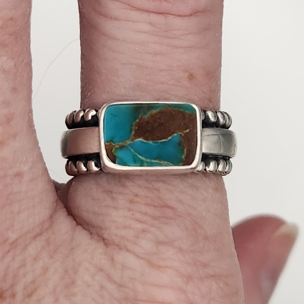 Dark Moon Silver Turquoise Sterling Silver Ring